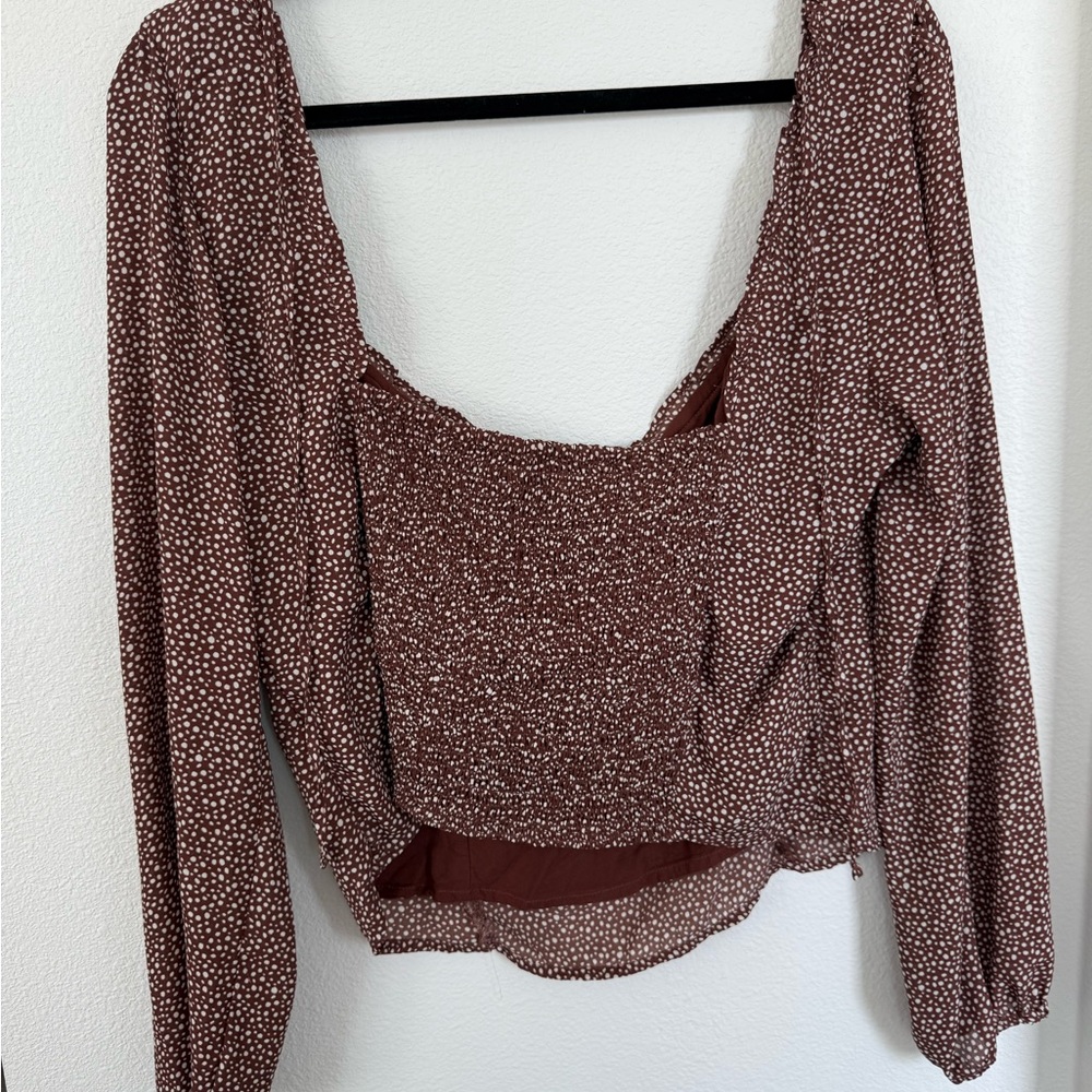 Abercrombie & Fitch Pink Puff Sleeve Ruched Blouse - Picture 4 of 5